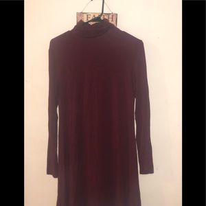 PIKO burgundy dress/tunic, turtleneck.